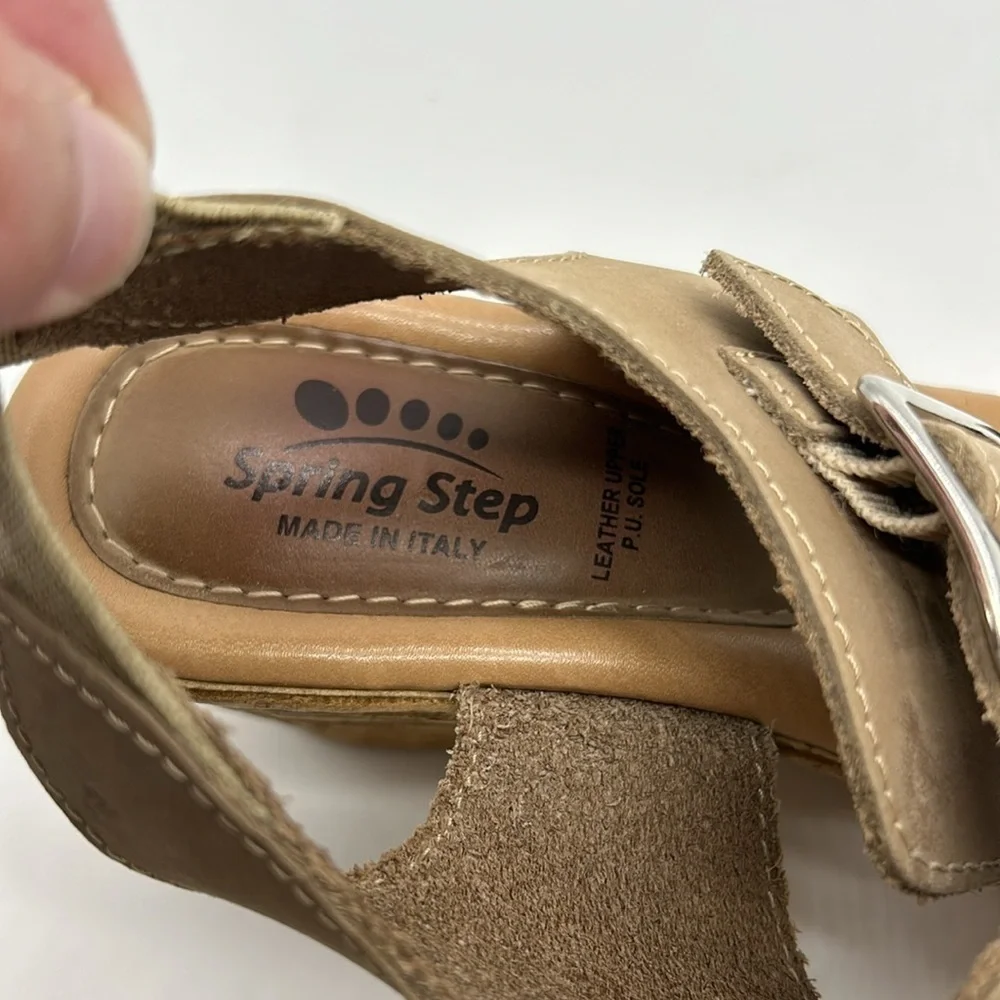 Spring Step MITU Wedge Sandals EU 36 Women's 5.5-6 Beige Perforated Leather‎